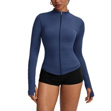 6. Autumn and winter new slim fit zipper stand up collar aerobics fitness yoga suit for women