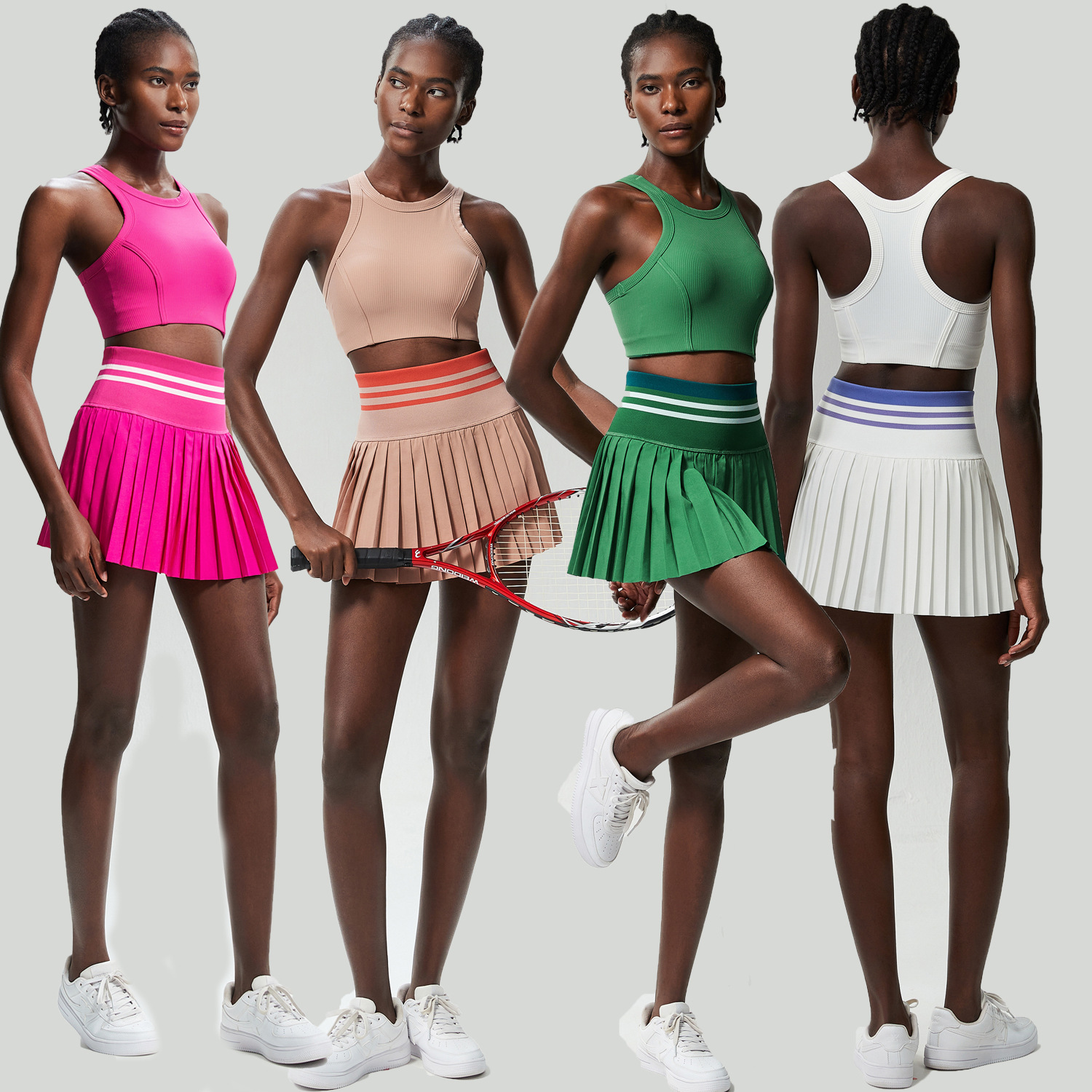 82. Sports and fitness yoga outfit set, anti-exposure badminton tennis clothing