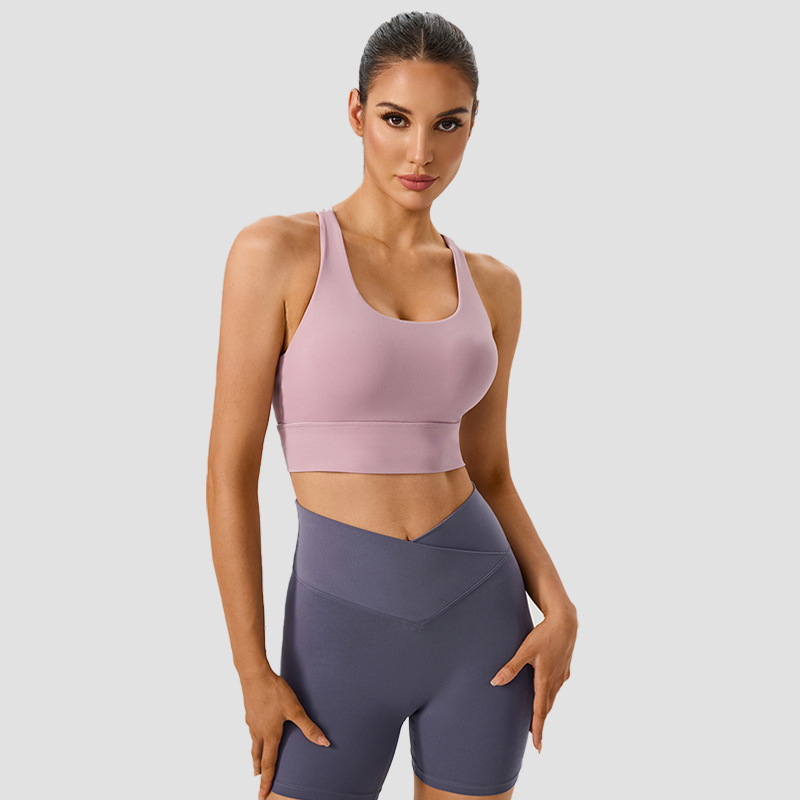 87. Women's Yoga Underwear Cross-Back Yoga Bra, Nude Feel, Comfortable, Shockproof Sports Fitness Top