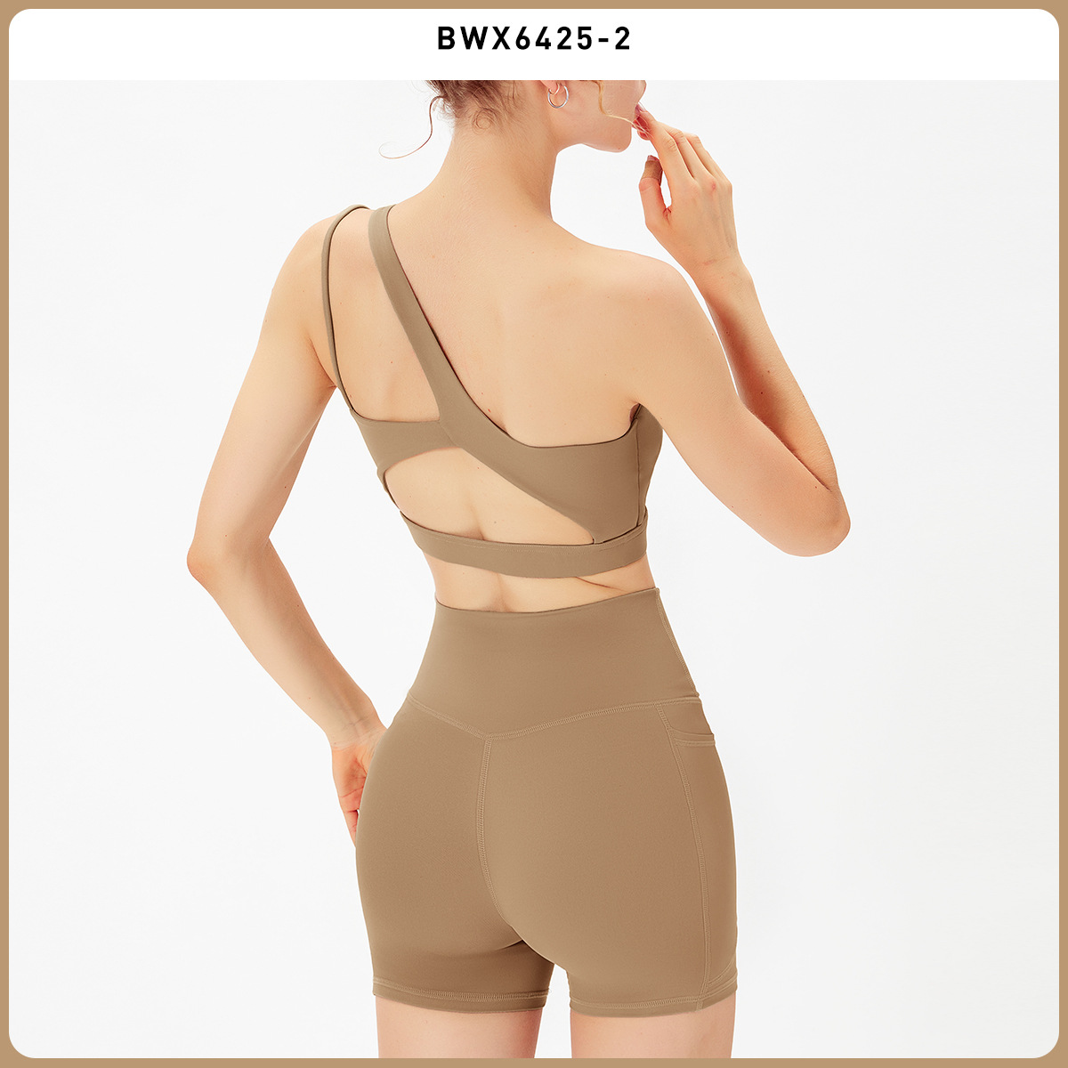 47. Unique one-shoulder quick-drying fitness top, outdoor training running sports bra