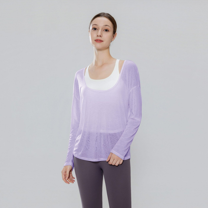 70. Casual lazy style yoga T-shirt loose and flesh-covering long-sleeved yoga suit