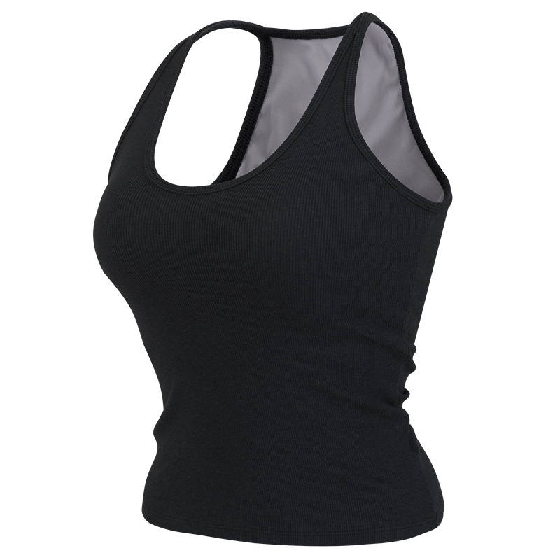 64. Running Pilates Training Fitness T-shirt with Chest Pads, Sleeveless Yoga Wear