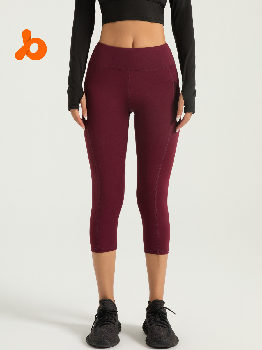 108. Side Pocket Three-Quarter Length High-Waisted Peach Butt Lifting Fitness Leggings