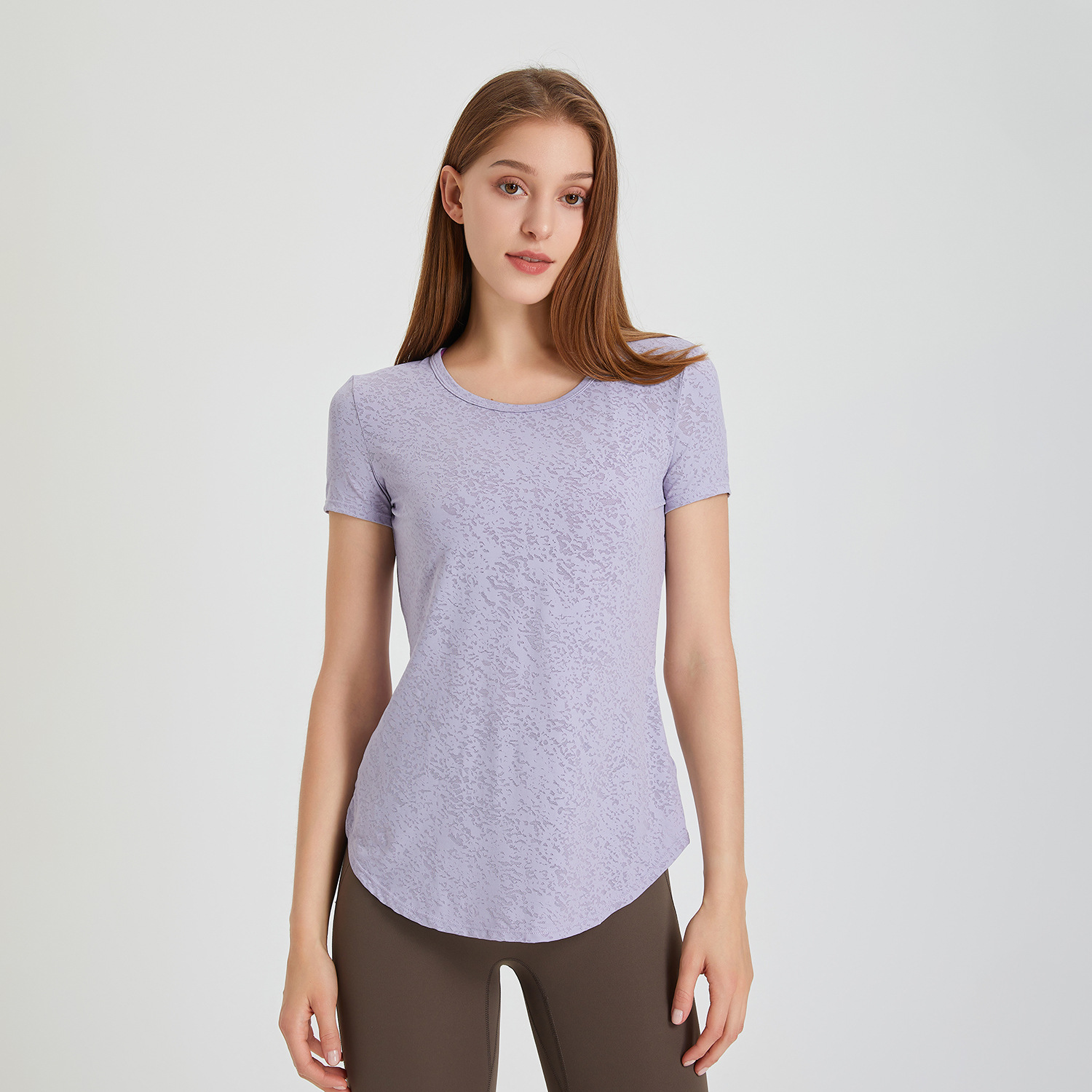 123. Snowflake-patterned breathable short-sleeved casual yoga outfit