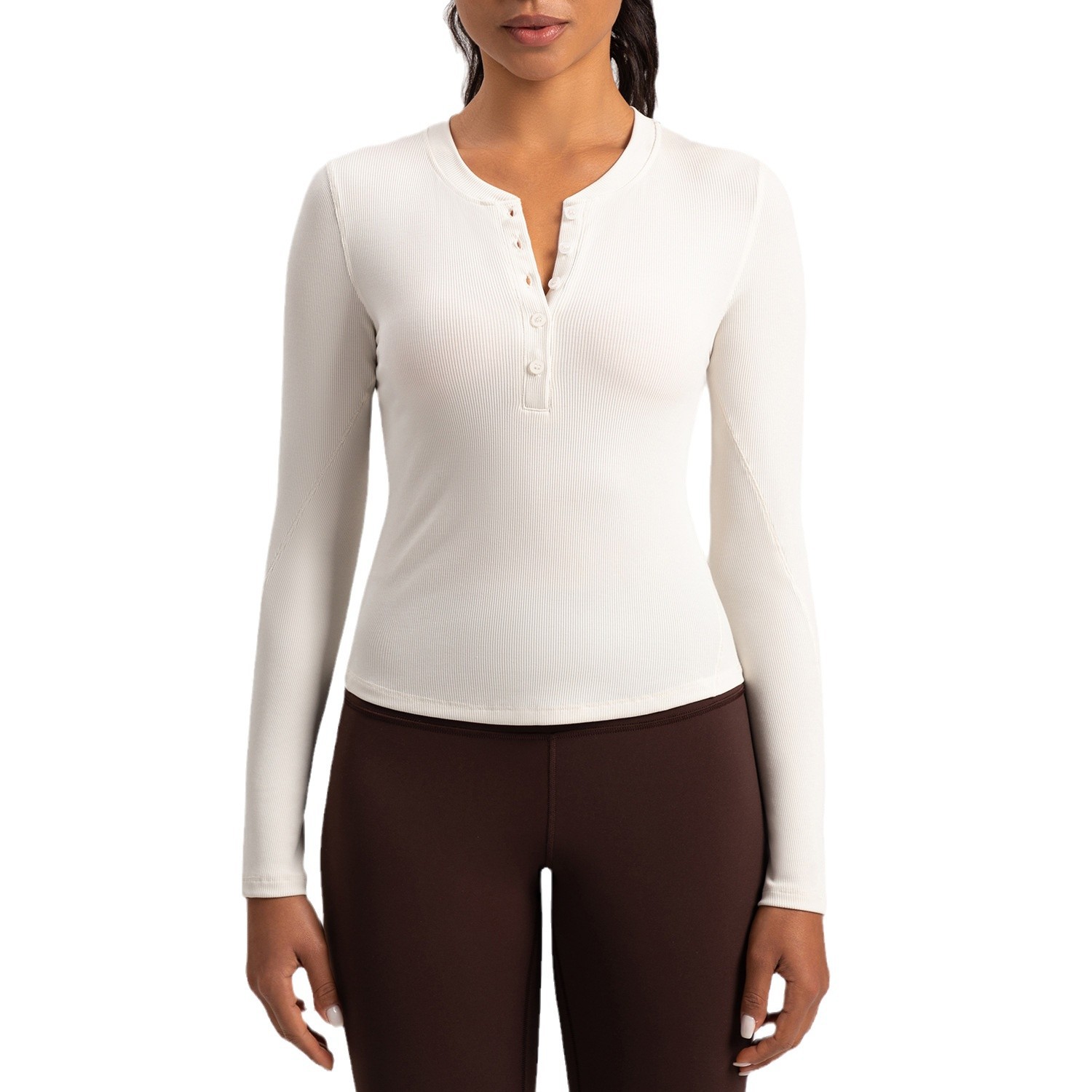 147. Suéter Henley Modal para Mujer, Ropa Deportiva de Yoga