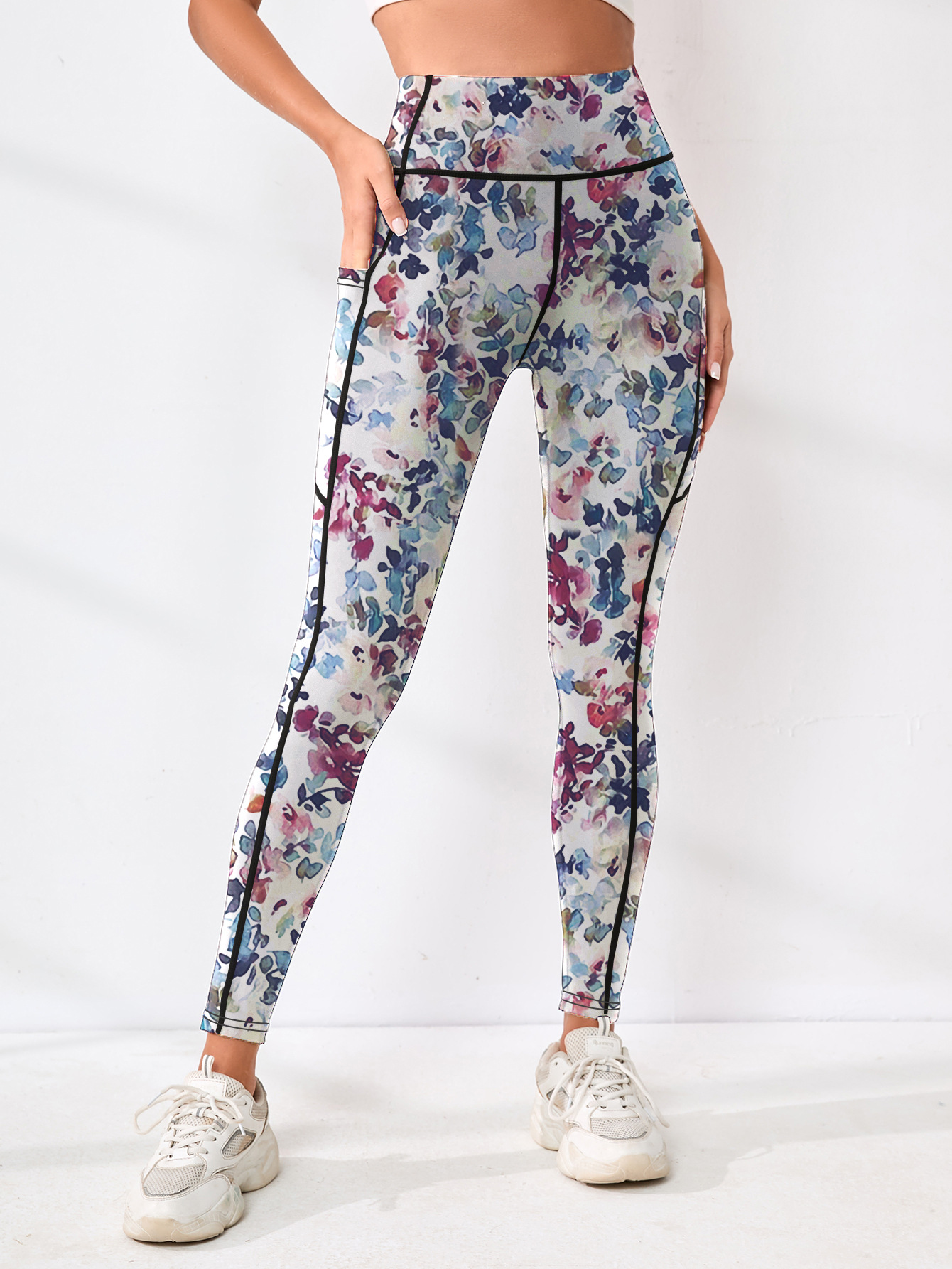 163. Digital Printed High-Waisted Slimming Outdoor Sports Pants