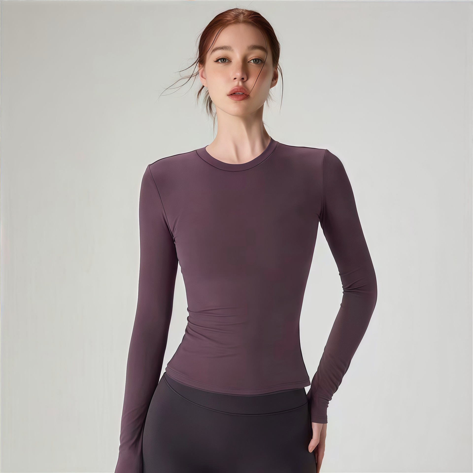 231. Autumn/Winter Round Neck Brushed Long-Sleeved Slimming Casual Top