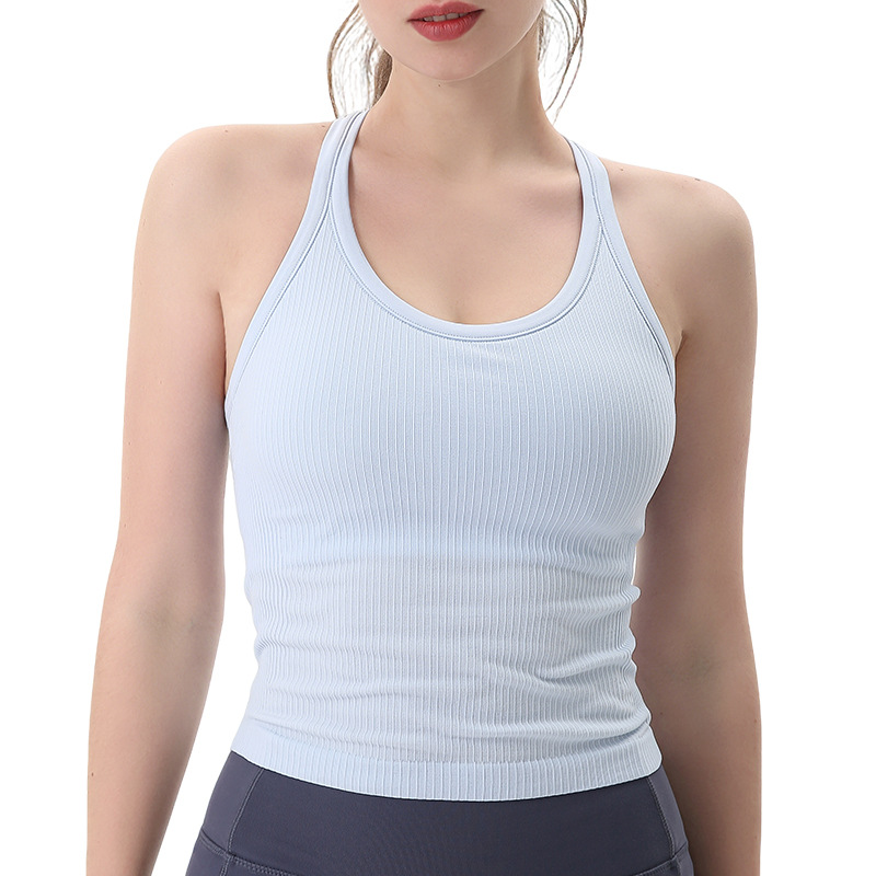 259. Running, fitness, and yoga tank top with built-in bra pads.